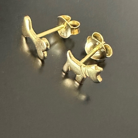 14k Gold Dog and Bone Mismatched Tiny Stud Earrings - Picture 10 of 12